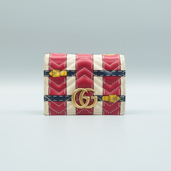 GUCCI White&Red Trompe L'Oeil Leather Wallet - Picture 1 of 12